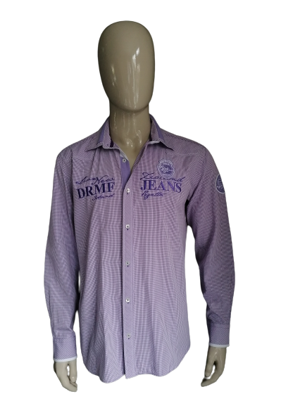 Chemise Doramafi. Paire de carreaux blancs avec applications. Taille XL.