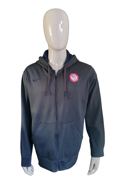 Nike Sport Vest with Hood "United State Olympic Team". Gray. Size L. falls spacious