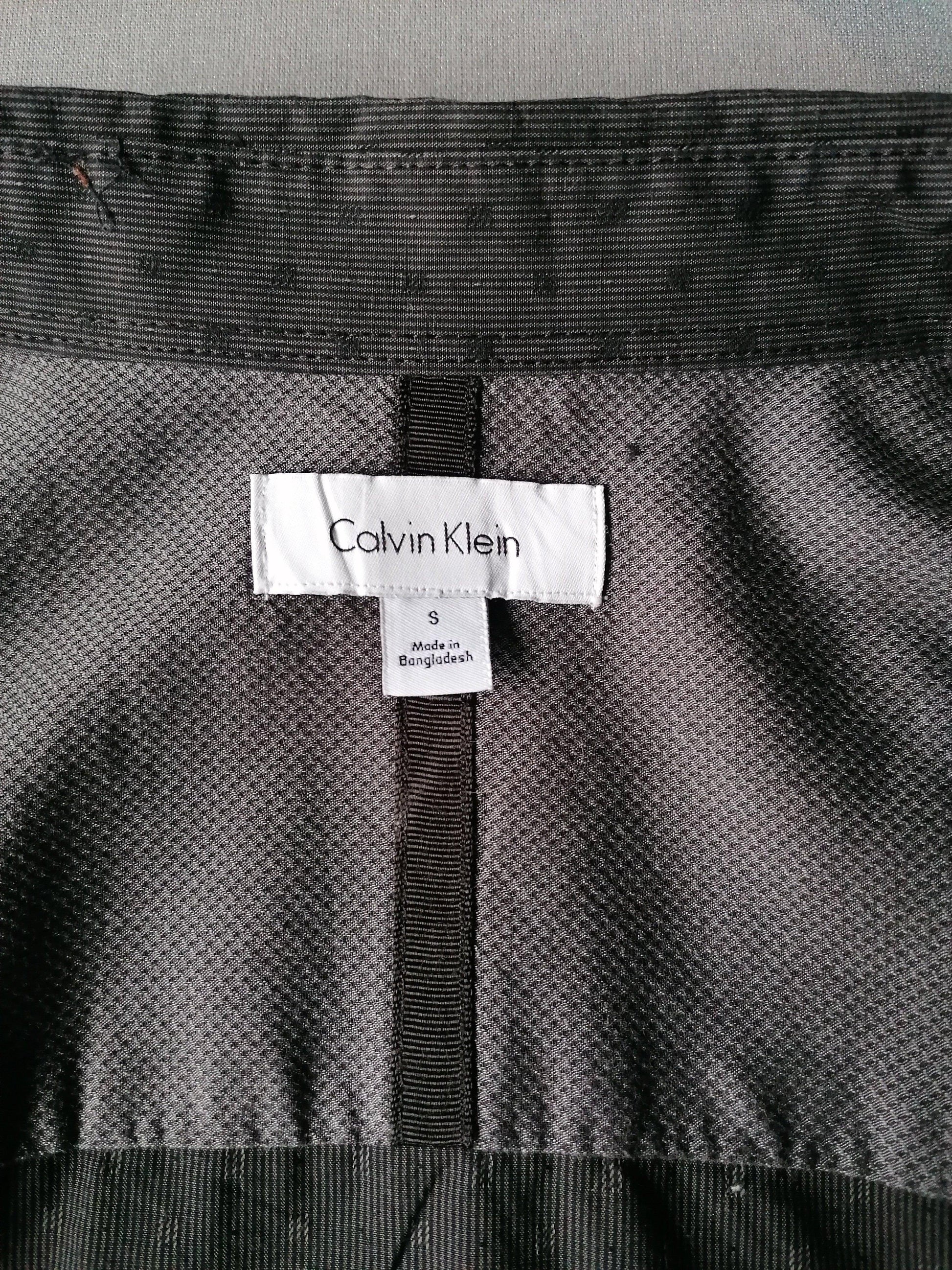 Calvin Klein overhemd. Grijs Zwart motief. Maat S. - EcoGents