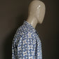 Vintage overhemd. Blauw Witte print. Maat XL.