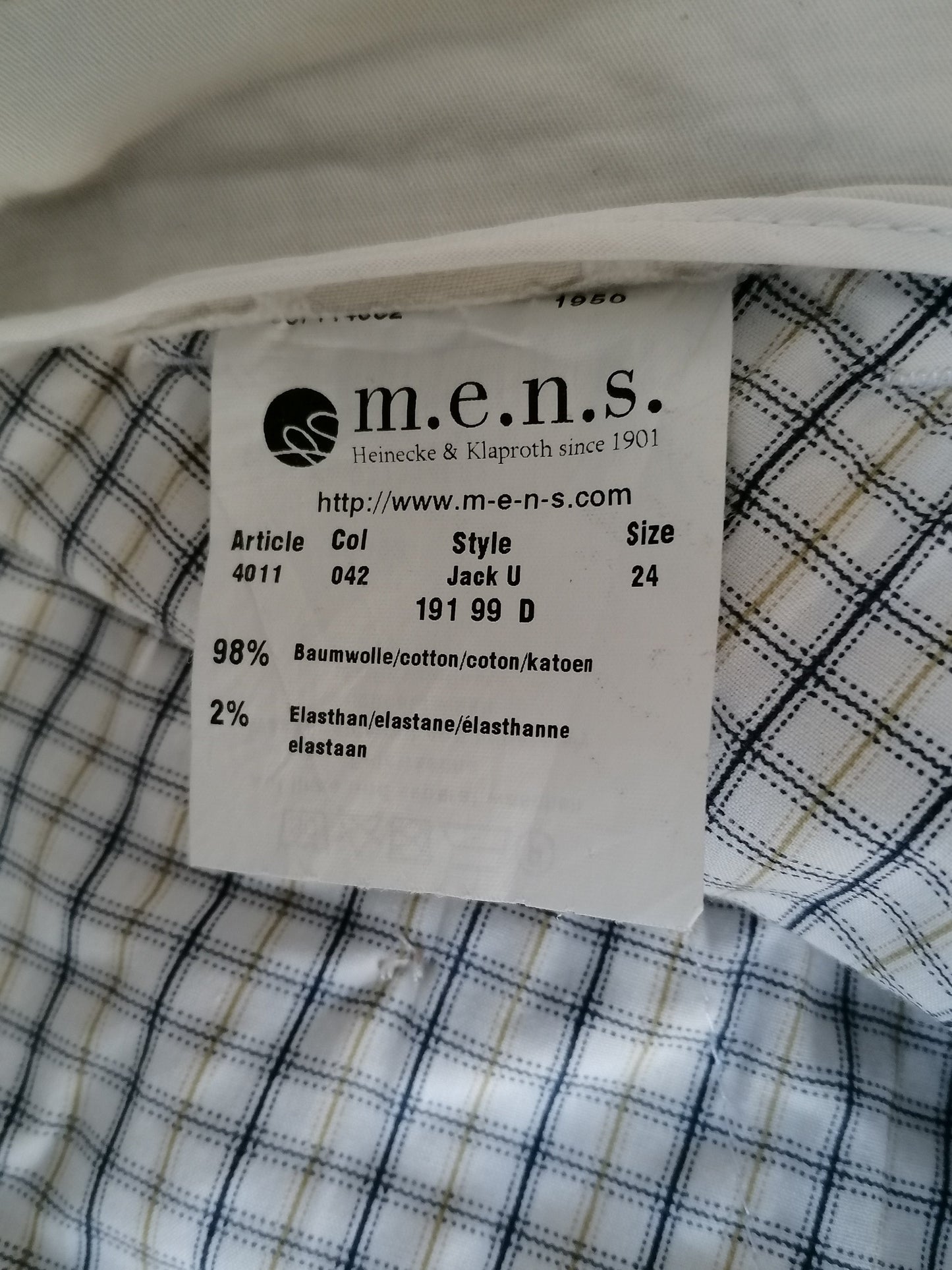 M.E.N.S. Pantalon. Beige gekleurd. Maat 24 / (48) M.