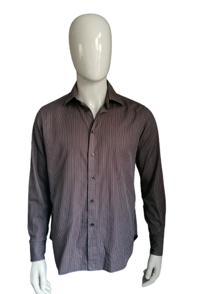 Zara man shirt. Brown gray striped. Size 42 / L