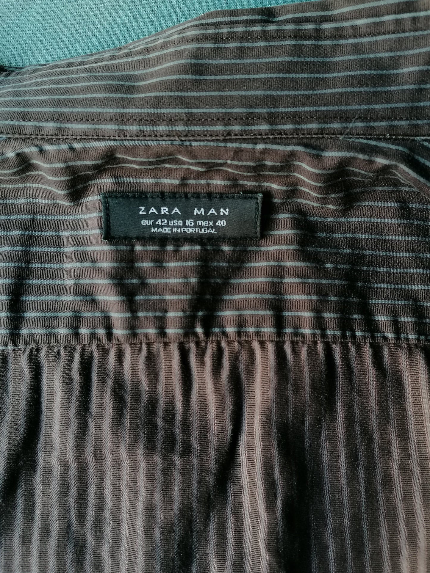 Zara Man overhemd. Bruin Grijs gestreept. Maat 42 / L