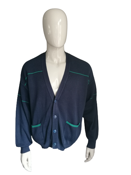 Vintage Vest met knopen. Donker Blauw gekleurd. Maat XXXL / 3XL