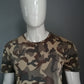 Zara Man Shirt. Bruin Groene Army print. Maat L.