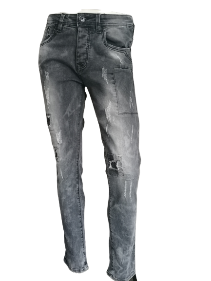 Justing jeans. Zwart gekleurd. Maat W34 - L32. stretch