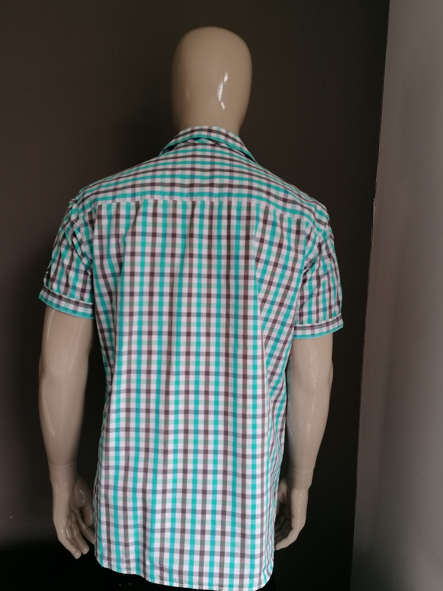 State of art shirt short sleeves. Blue brown checkered. Size XL. Regular fit.
