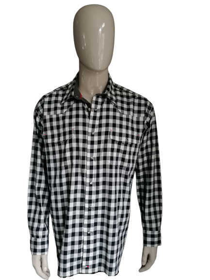 Camicia da Tommy Hilfiger con borchie di stampa. Black White a quadretti. Dimensione XL.