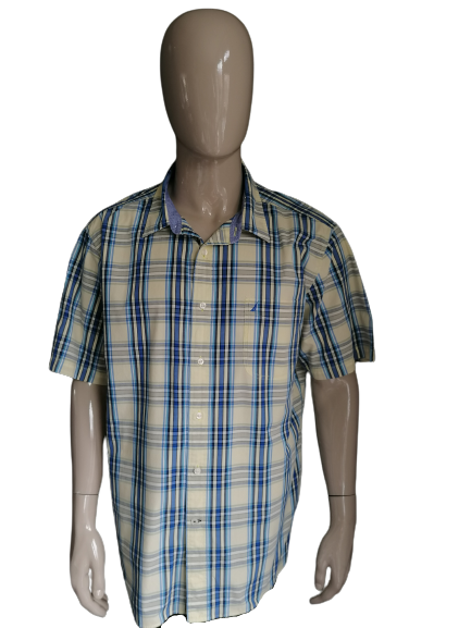 Nautica shirt short sleeves. Blue yellow checked. Size XXL / 2XL