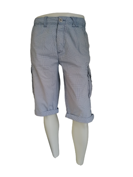 Mills Brothers Shorts con bolsas. Beige azul comprobado. Tamaño XL.