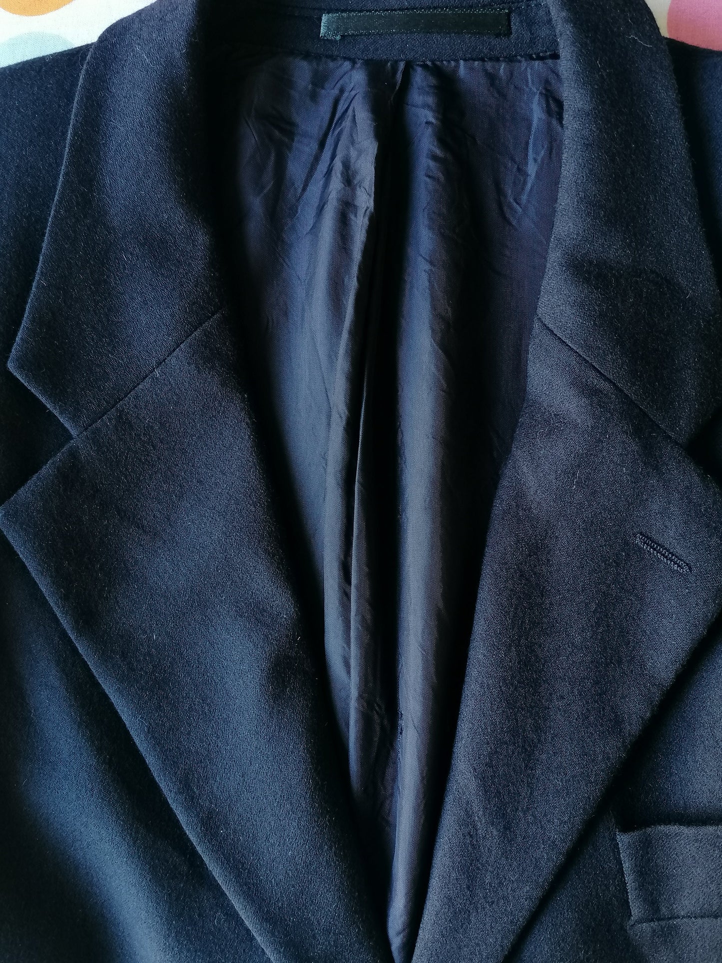Giacca di lana vintage londrair. Blu scuro colorato. Dimensioni 50 / M.
