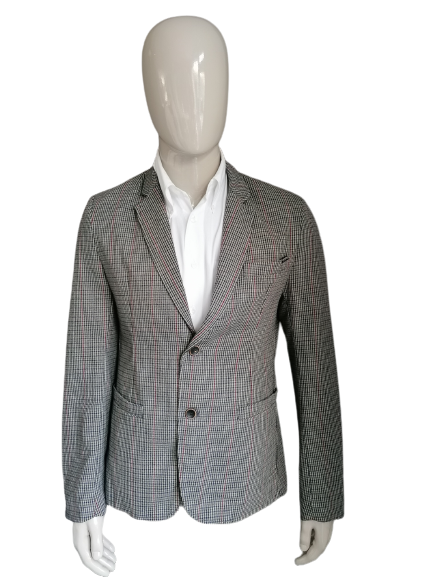 Silvercreek woolen jacket. Brown khaki red blue checkered. Size XL. Slim fit.