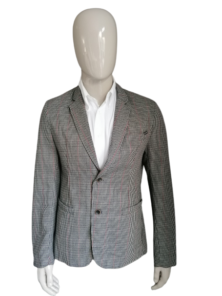 SilverCreek Wolljacke. Braun Khaki Rot Blau kariert. Größe XL. Slim-Fit.