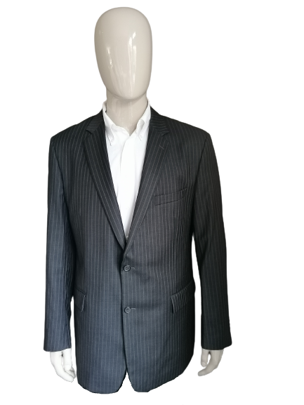 Luigi woolen jacket. Gray brown striped. Size 56 / XL