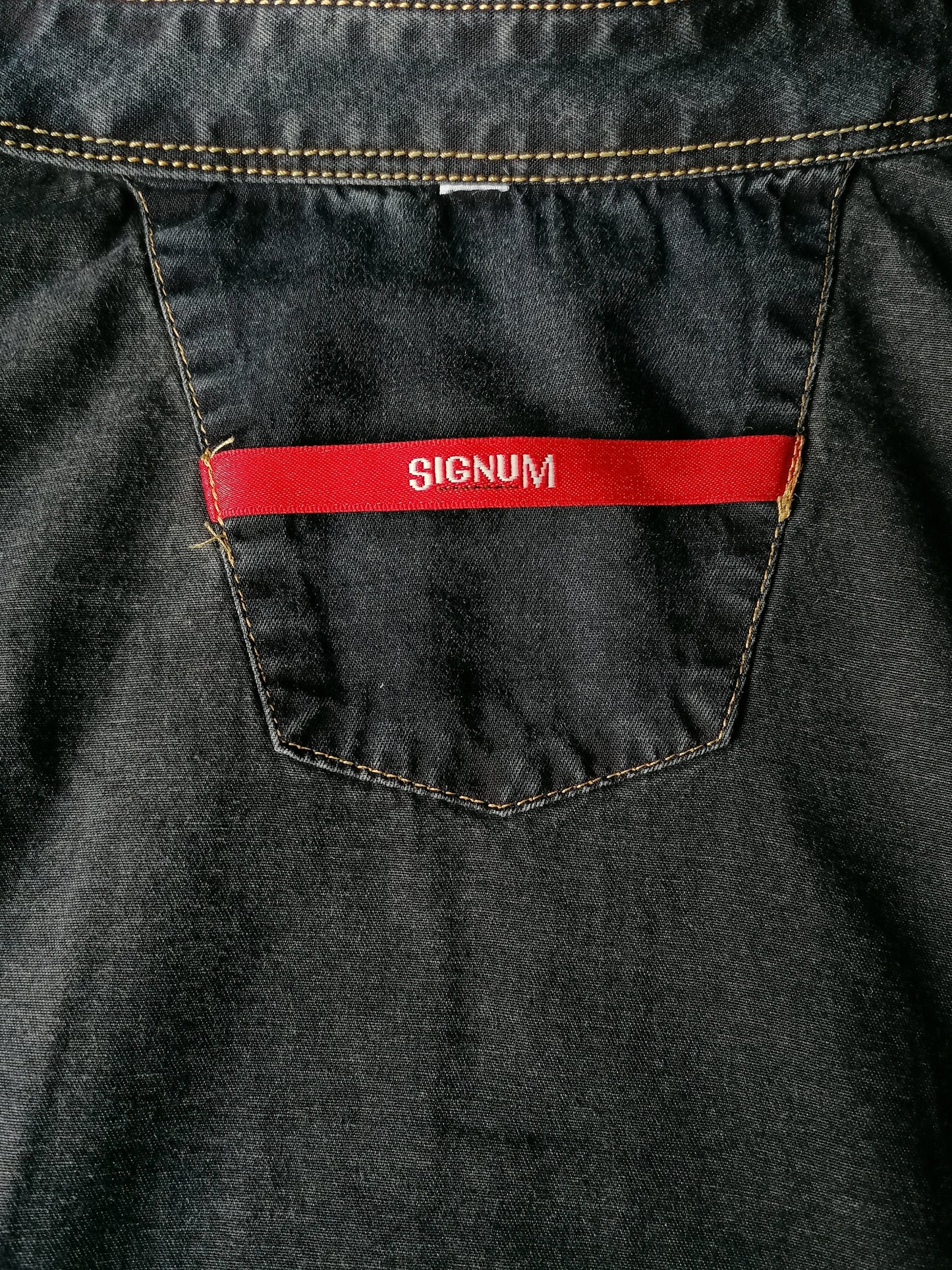 Vintage Signum Shirt. Große Knöpfe. Denim-Look. Dunkelblau. Größe XXL / 2XL
