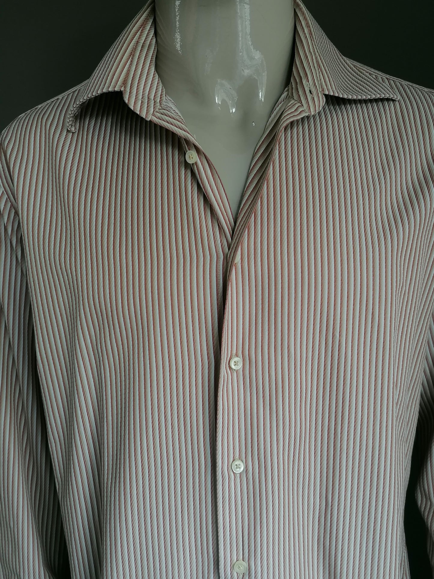 Zara overhemd. Bruin Beige gestreept. Vintage Look. Maat 44 / XL.
