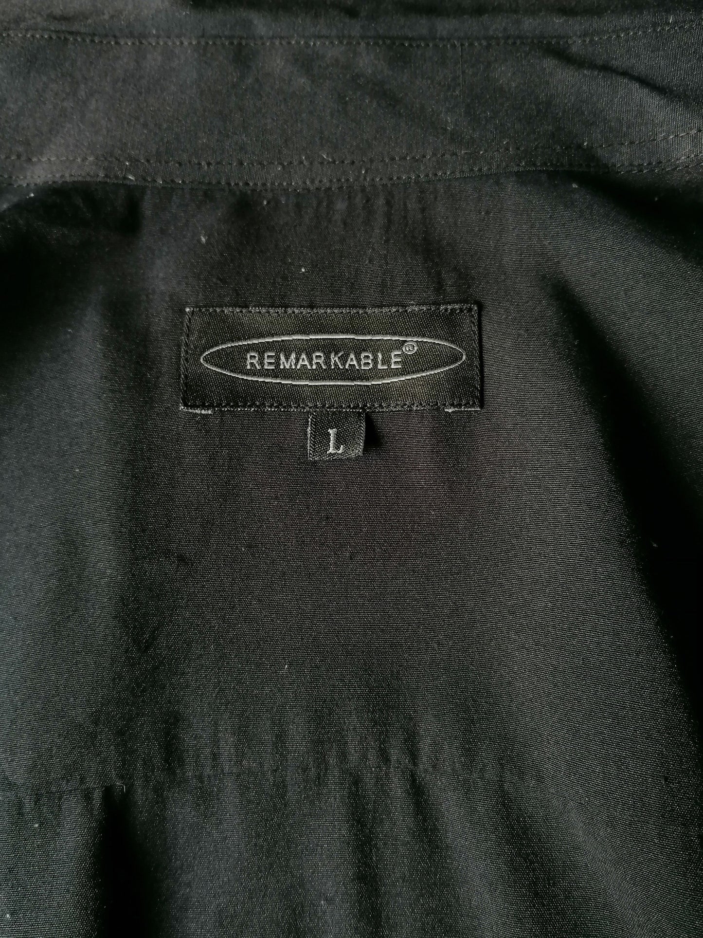 Vintage Remarkable overhemd. Zwart Beige print. Aparte knopen. Maat oversized L >> XXL