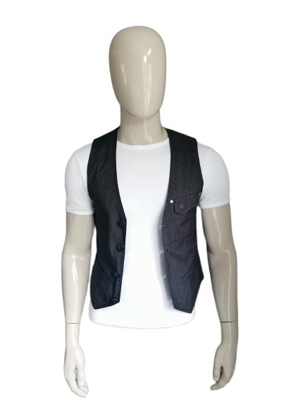 Angelo Litrico casual waistcoat. Black and white striped. Size S.