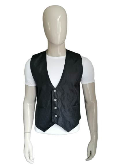 Vintage HEMA waistcoat. Black window pattern. Size M.