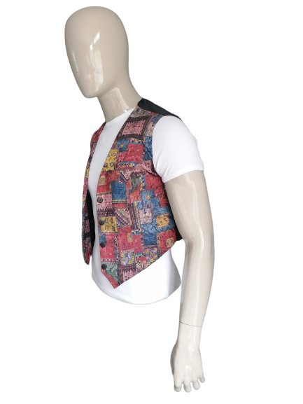 Vintage waistcoat. Red blue yellow colored. Size 46 / XS.