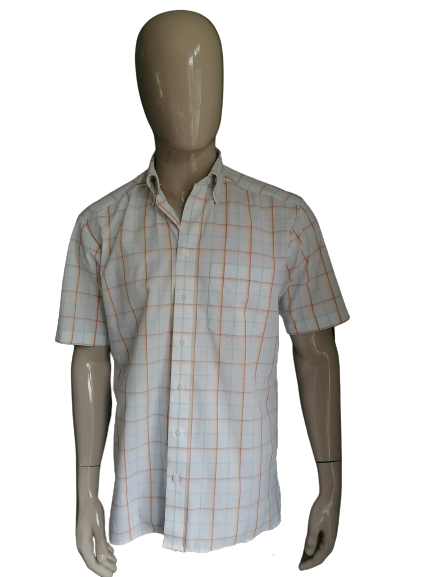 Olymp Tendenz Shirt short sleeve. Orange yellow blue. Size 39 / M. is more spacious