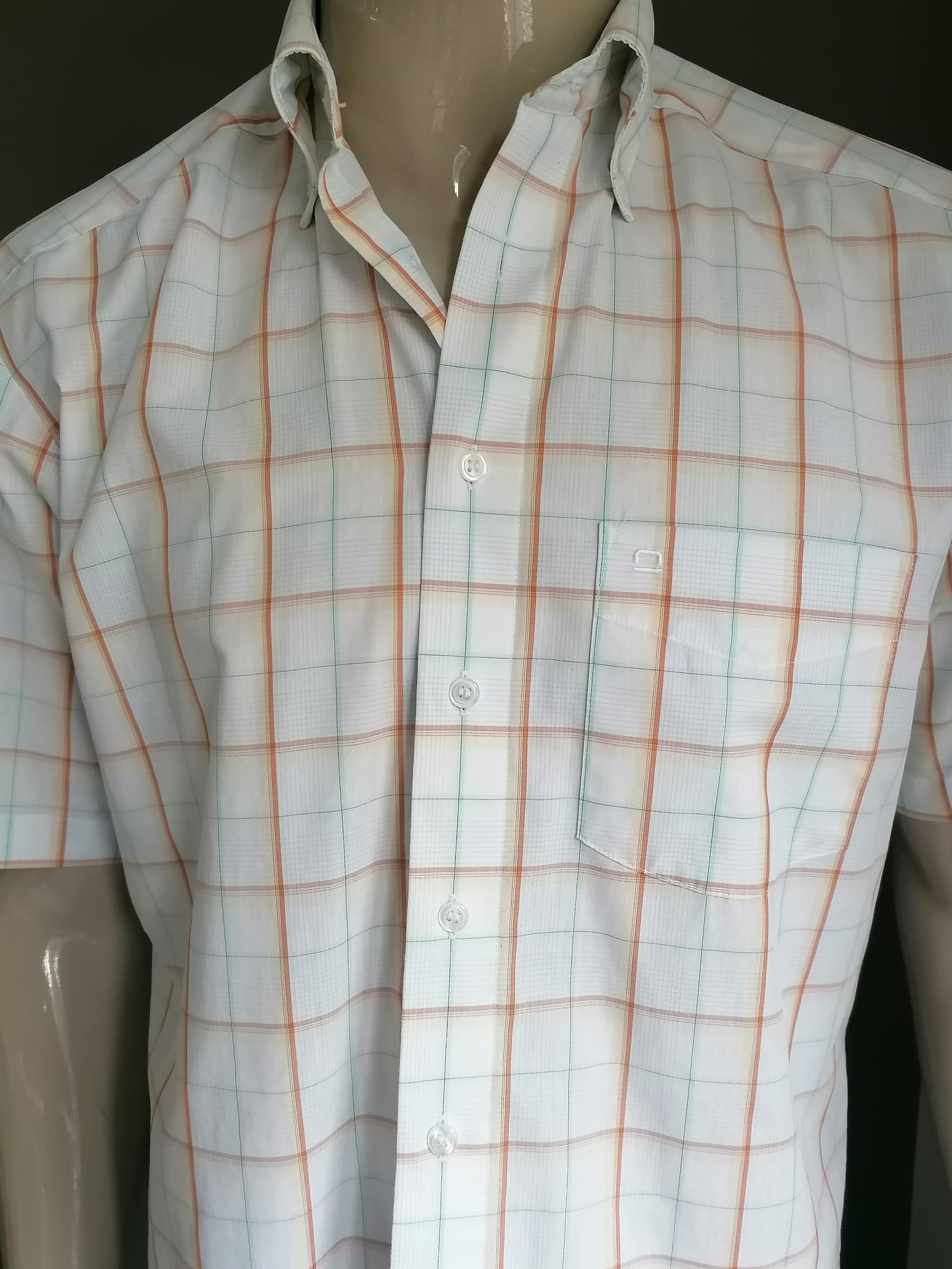 Olympe Tendenz Shirt Short Sleeve. Bleu jaune orange. La taille 39 / M. est plus spacieuse