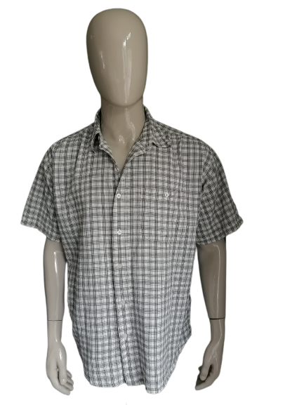 Status quo vintage shirt short sleeve. Gray beige checker. Size XXL / 2XL.