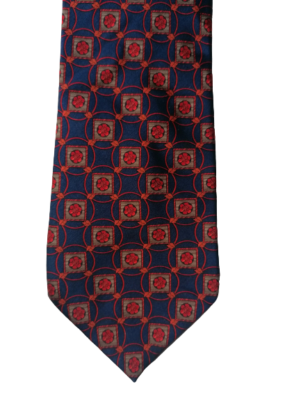 Cravatta di seta di Lanvin Paris. Colorato arancione rosso blu.