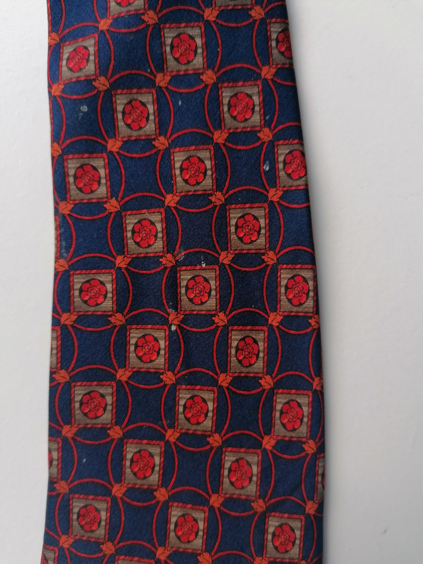 Lanvin Paris Zijden stropdas. Blauw Rood Oranje gekleurd.
