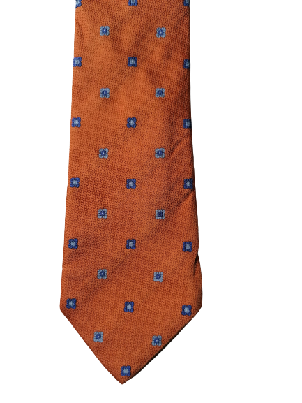 VAKKO Zijden stropdas. Oranje Blauw gekleurd.