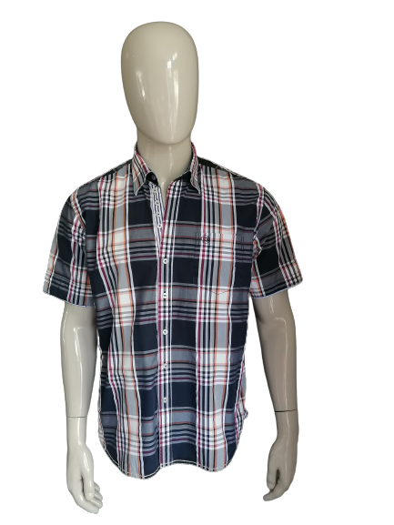Fellows United Shirt short sleeve. Blue orange red checked. Size L.