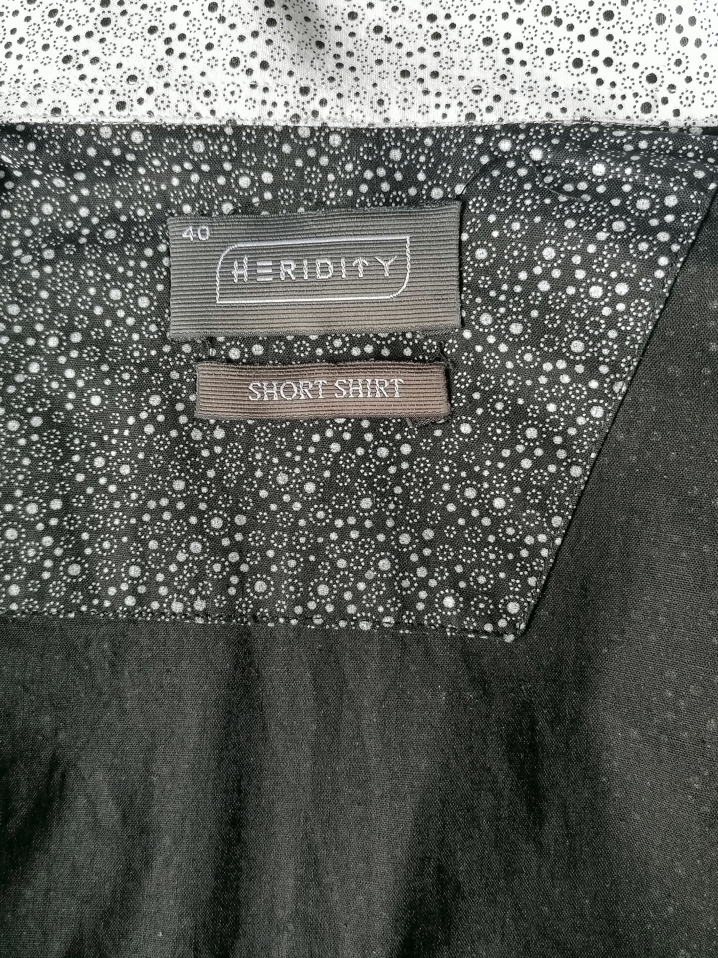 Vintage Heridity Shirt. Black and white print with separate applications. Size M.