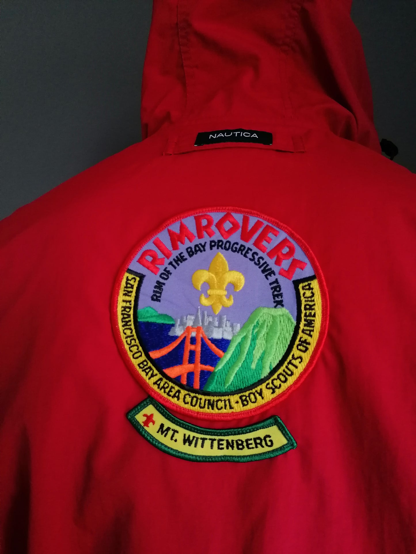 Nylon Nautica Boy Scout vintage Jack/giacca estiva. Rosso colorato. Dimensione M / L.