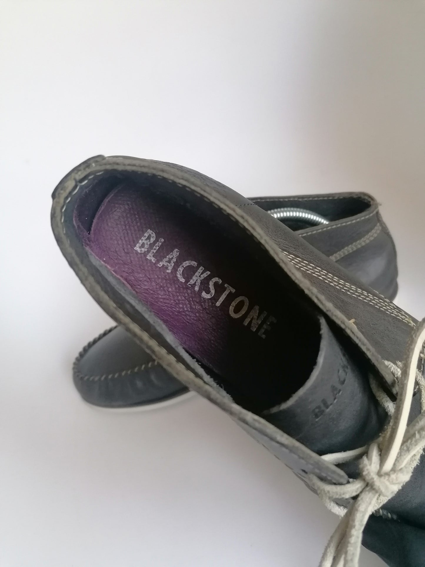 Blackstone Leren halfhoge veter boots. Leren veters. Zwart gekleurd. Maat 40. #902