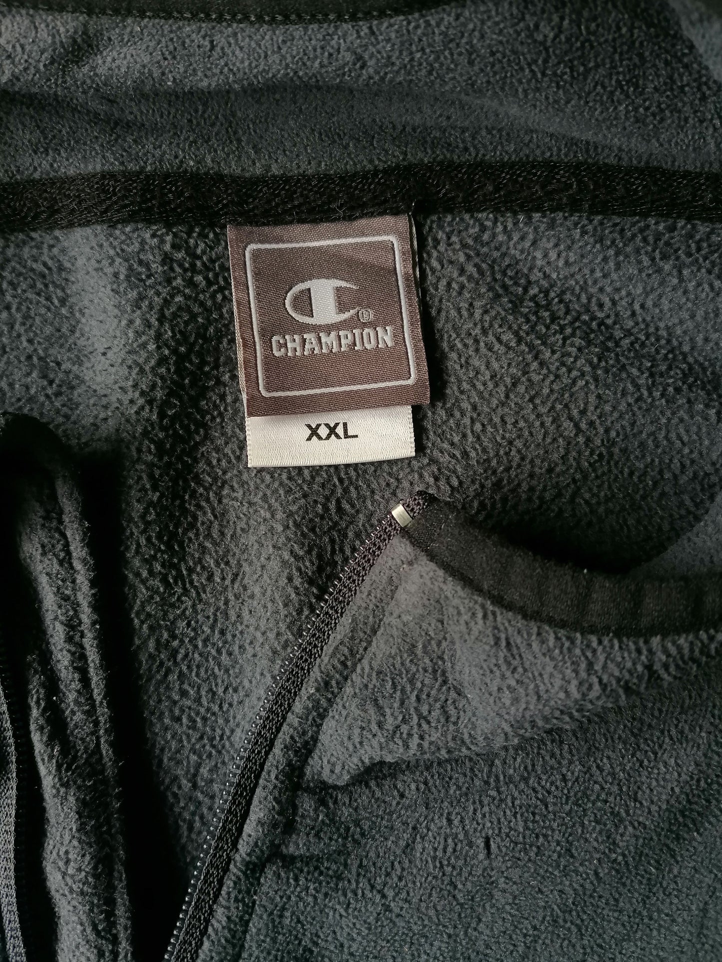 B Auswahl: Vintage Champion Vlece -Pullover mit Reißverschluss. Grau. Größe xxl. Kleines Loch vorne.