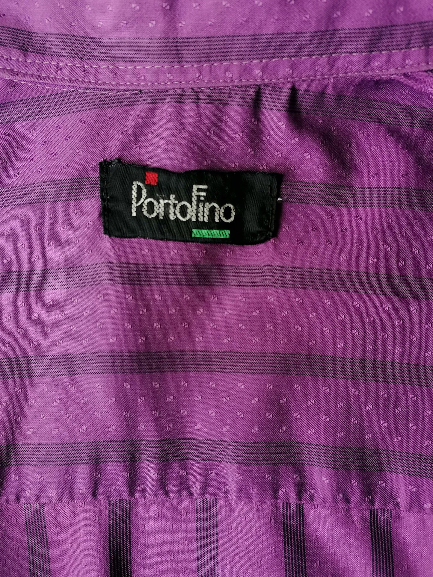 Vintage Portofino overhemd. Paars gestreepte print. Maat M.