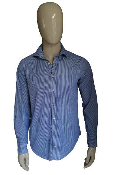 Camisa holandesa Dandies. Blanco azul rayado. Tamaño 41 / L.