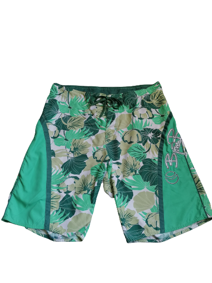 Bjorn Borg Swimming trunks / swim shorts. Green white leaf motif. Size L. #601