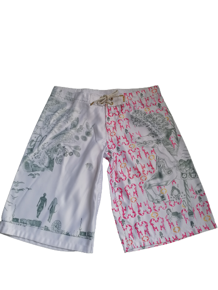 O'Neill Swimming Trunks / Swimming Short. Impression rose gris blanc. Taille W33. # 601