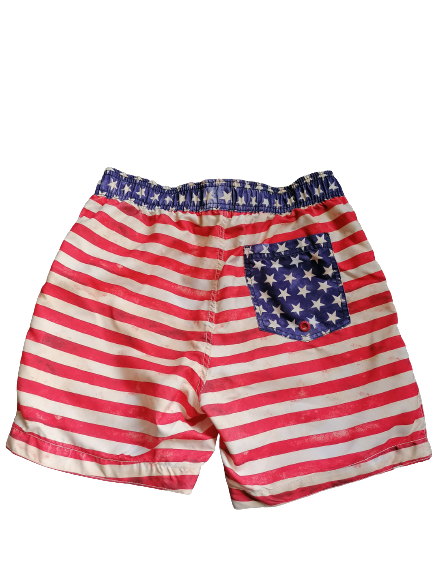 55 Pantalones cortos de traje de baño/ natación. Rojo blanco azul. Tamaño S. #601