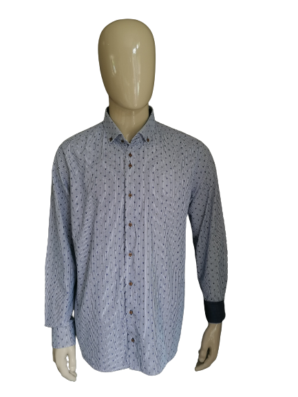 Stanley & Morgan Shirt. Blaues weißes gestreiftes Motiv. Größe xxl/ 2xl.