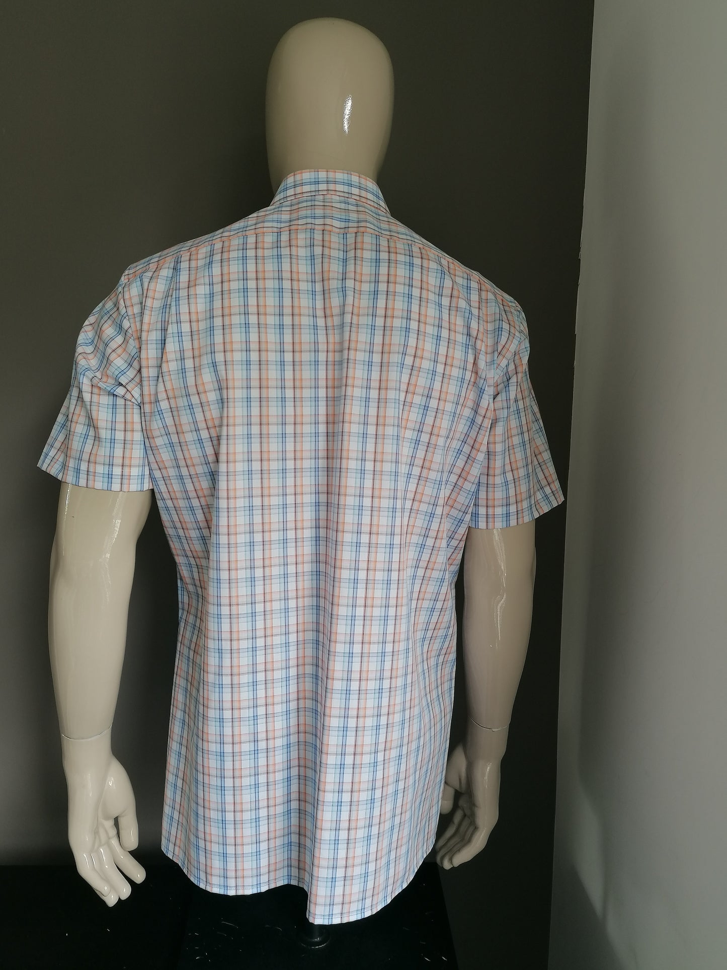 Marvelis camisa manga corta. Naranja blanca azul revisada. Tamaño 41 / L. Fit moderno.