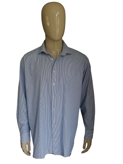 Lipman & Sons-Shirt. Blau-weiß gestreift. Größe 45 / XXL / 2XL. Typ Manschettenknöpfe