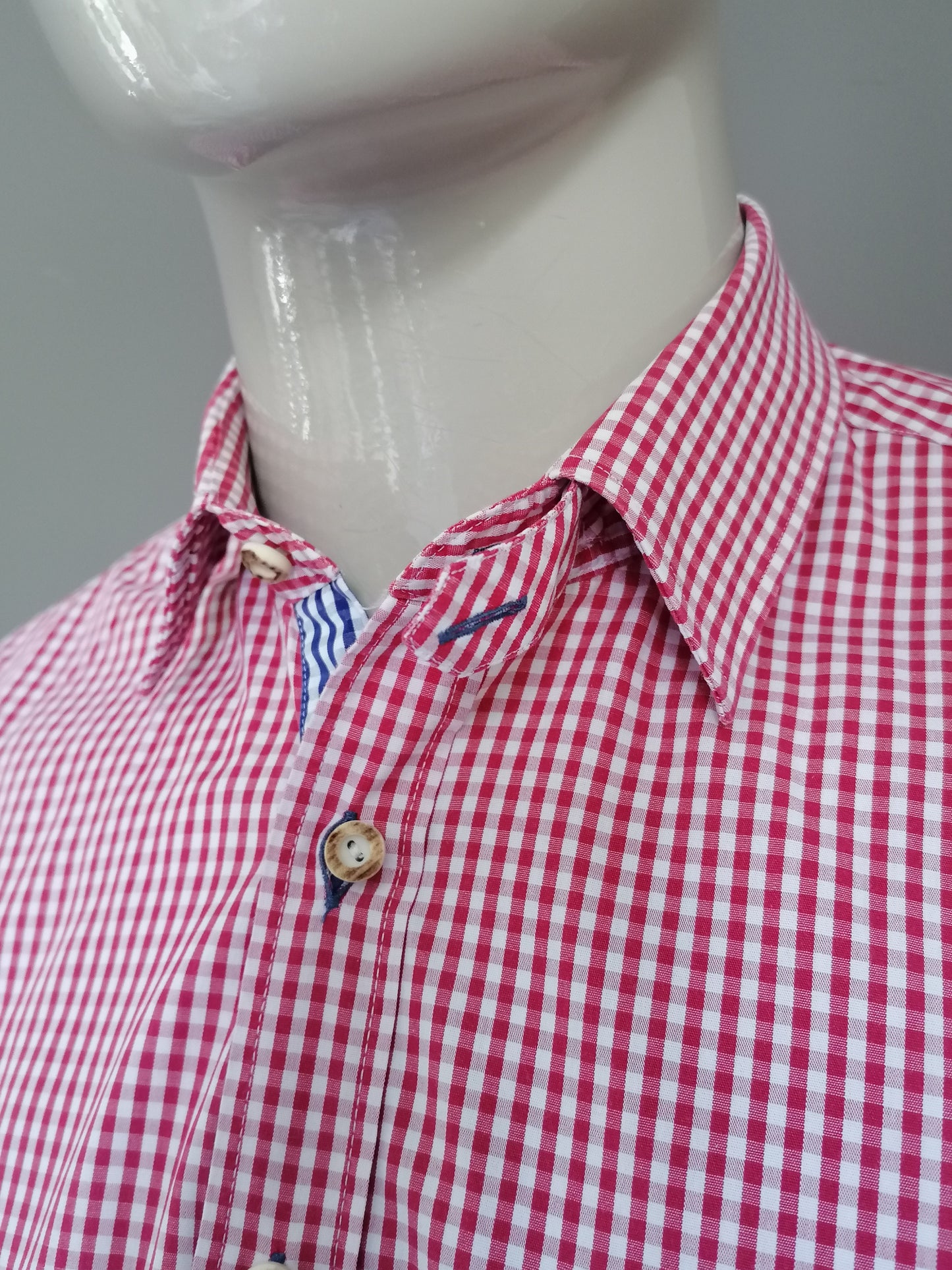 Camisa de Müller Maßmanufaktur. Red blanco a cuadros. Tamaño xl. "FJ"