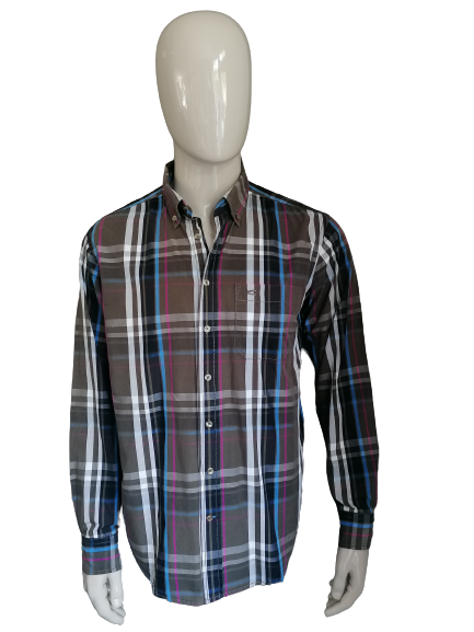 Camel Active shirt. Green blue purple checkered. Size L.