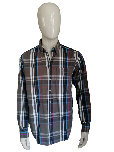 Chemise Camel Active. Vert Bleu Violet coché. Taille L.
