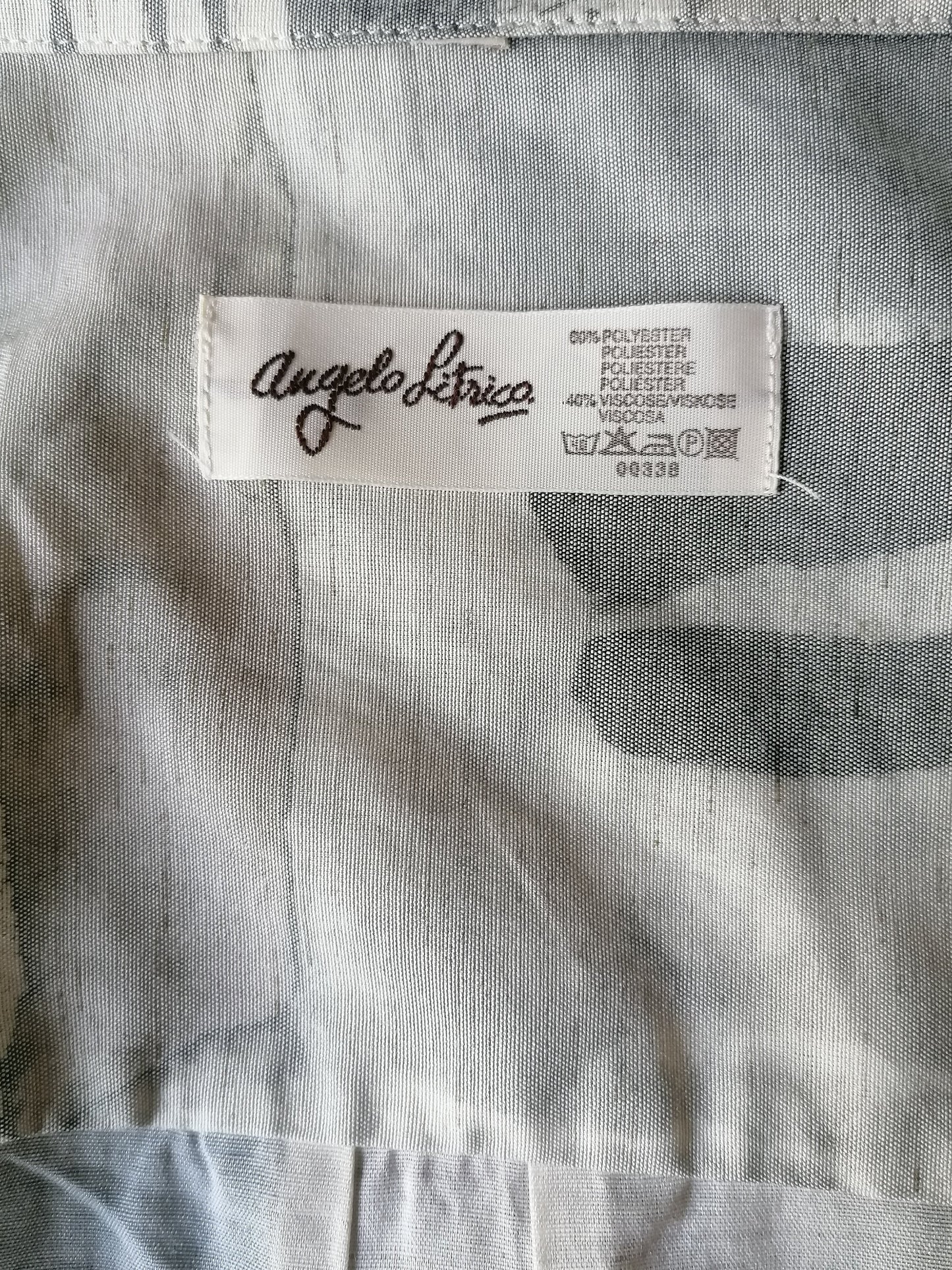 Vintage Angelo Litrico overhemd. Grijs Beige Gele 90's print. Maat XXL / 2XL.