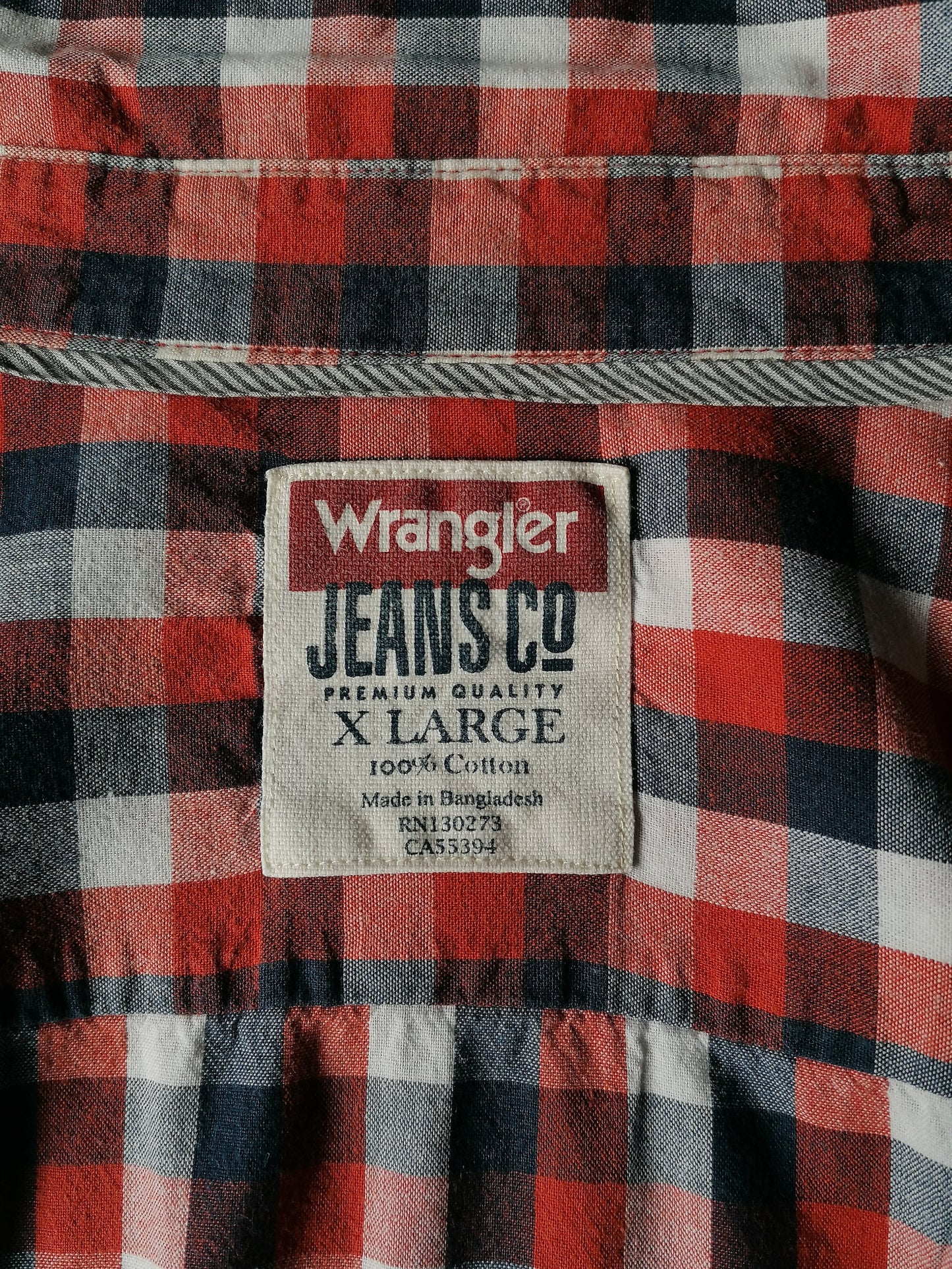 Wrangler shirt. Blue red white blocked. Size X L / XXL - 2XL.