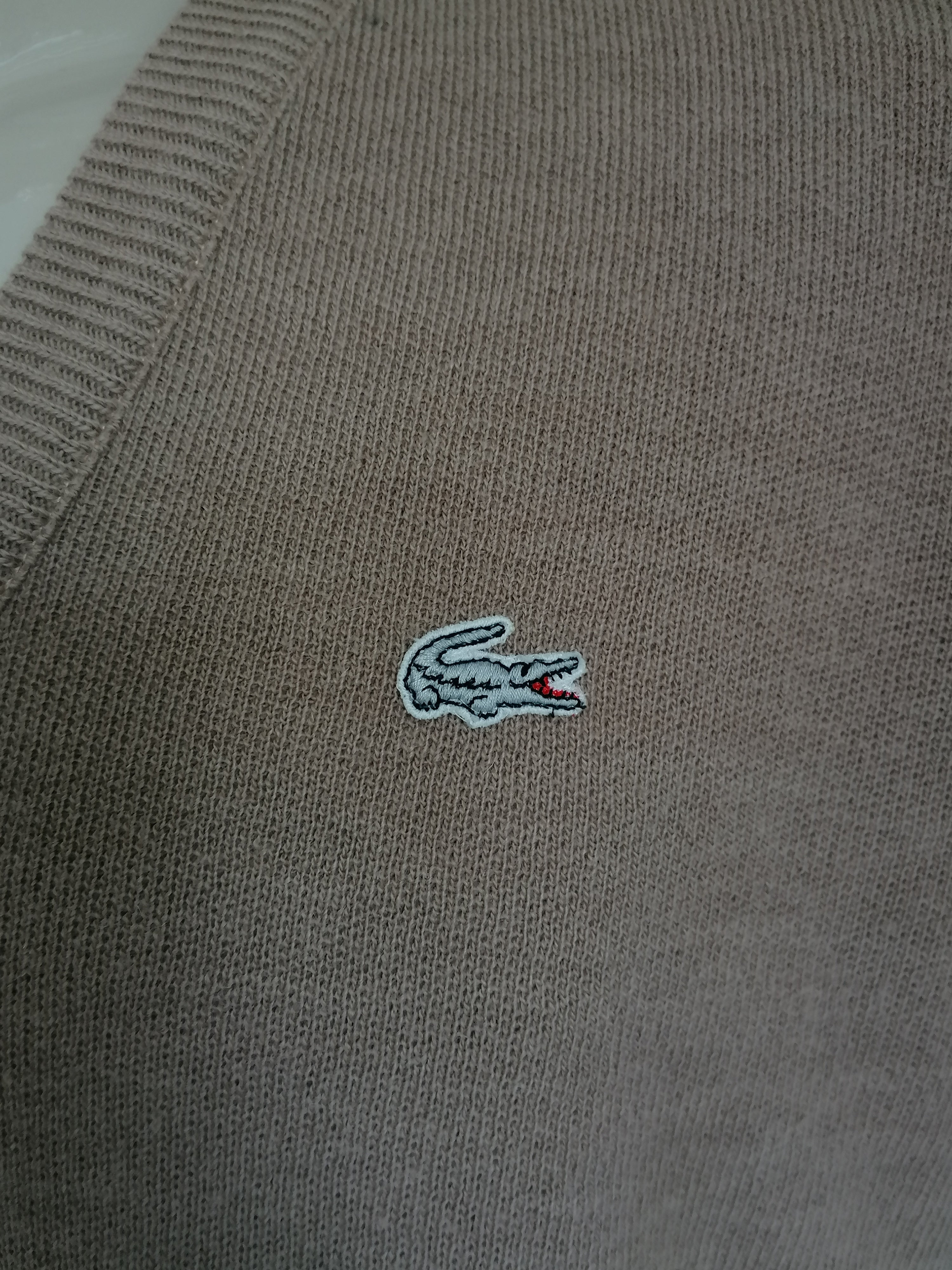 Vintage woolen lacoste sweater with v neck. Special Edition with