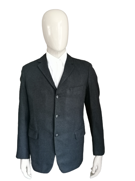 2-piece woolen jacket with waistcoat. Dark gray colored. Size 50 / M.